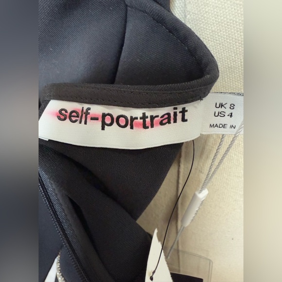 Self-Portrait Black Crepe Diamanté Detail Mini Dress - Picture 13 of 15